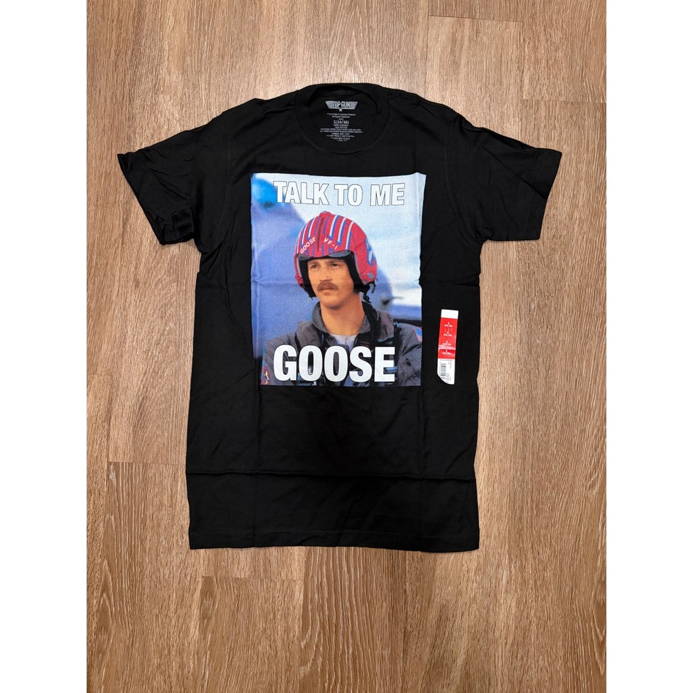 Top Gun Talk To Me Goose Graphic Tee Black Mens Small S 34/36 New With Tags